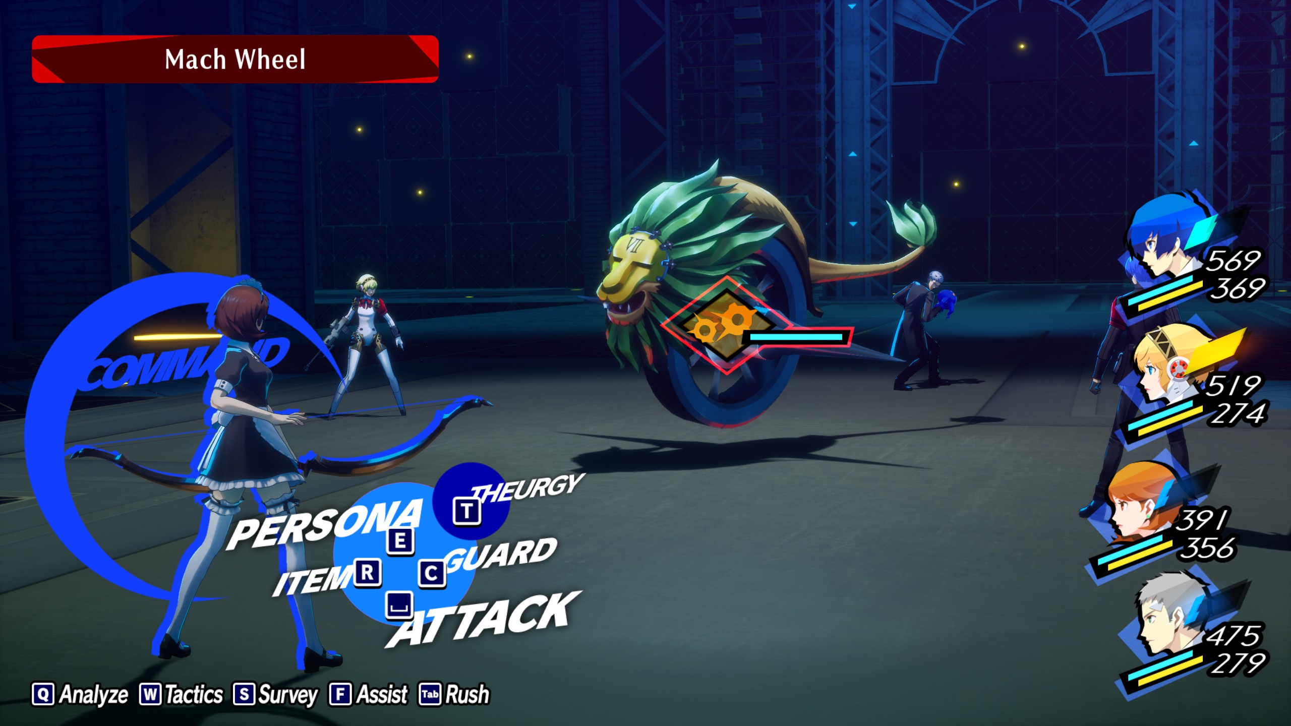 Persona 3 combat with 4 fighters